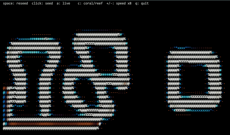 coral in ASCII cell mode