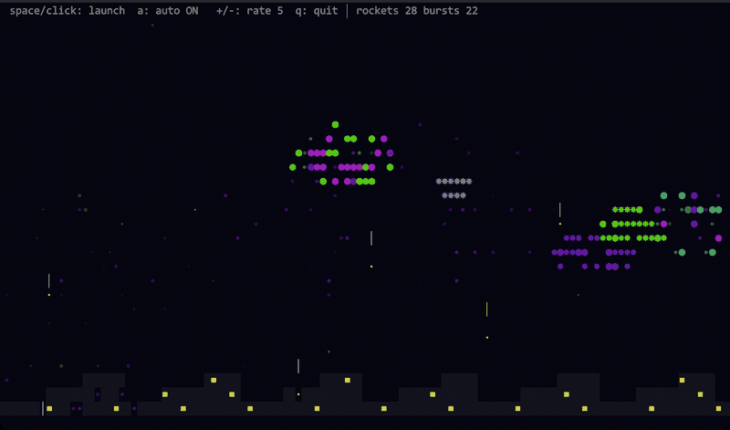 fireworks in ASCII cell mode