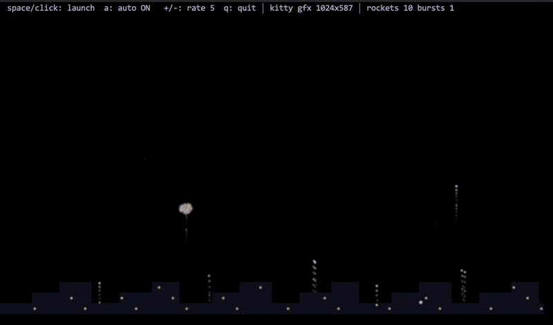 fireworks demo in kitty graphics mode
