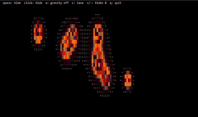 metaballs in ASCII cell mode