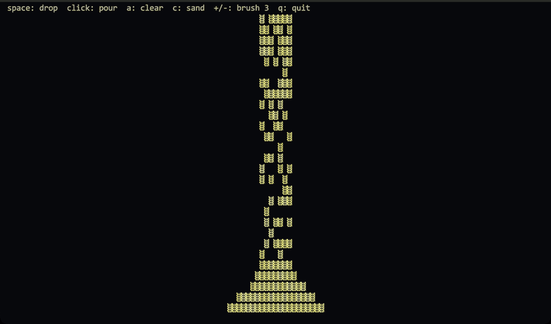 sand in ASCII cell mode