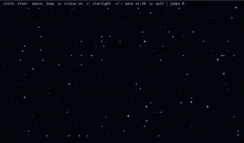 starfield in ASCII cell mode